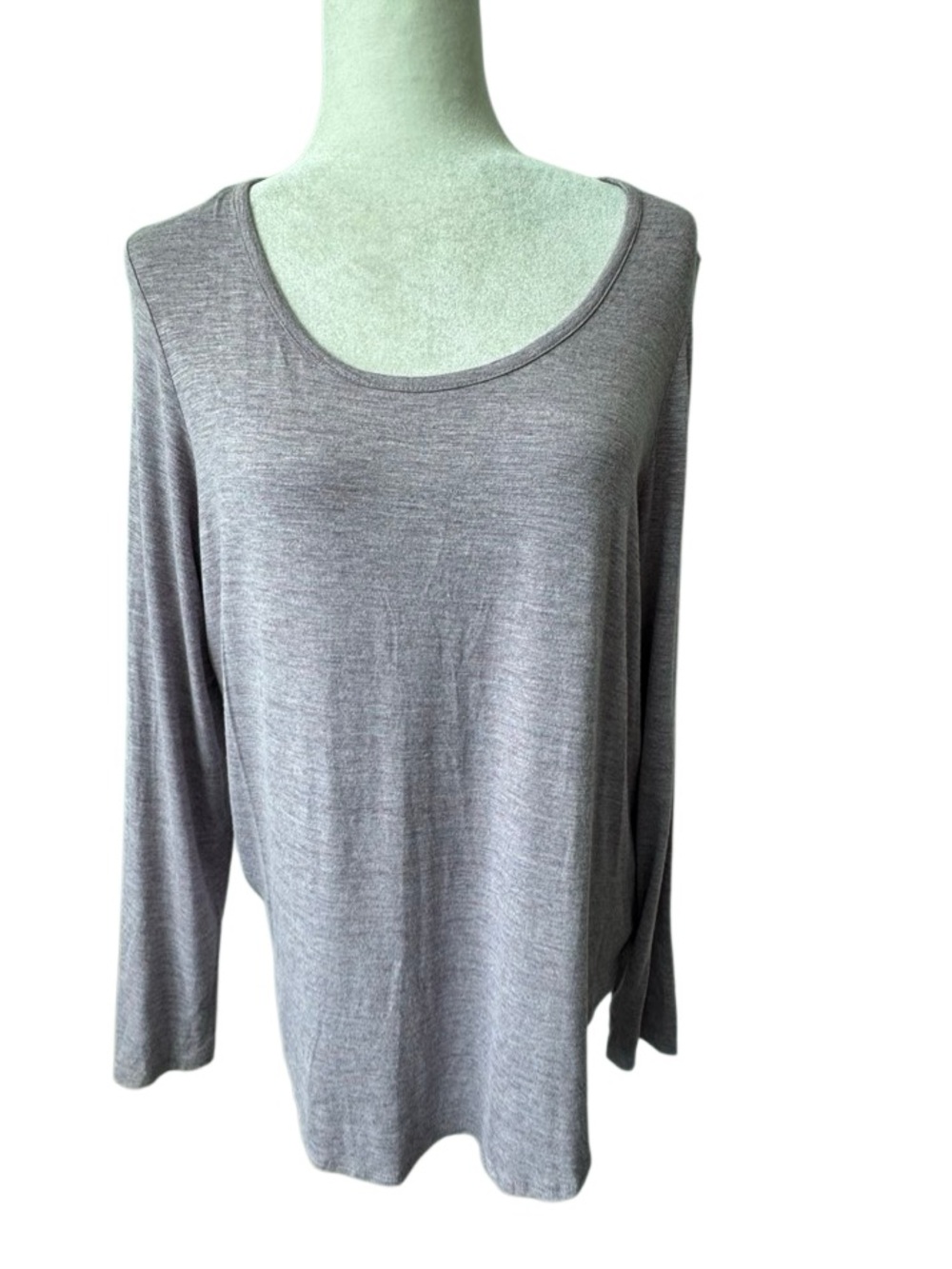 Rachel Zoe Heather Lilac Long-Sleeve Scoop Neck Top SZ L
